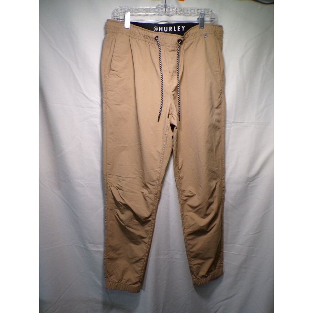 Hurley Men's Tech Twill Jogger Pants Tan Khaki Tapered Size L